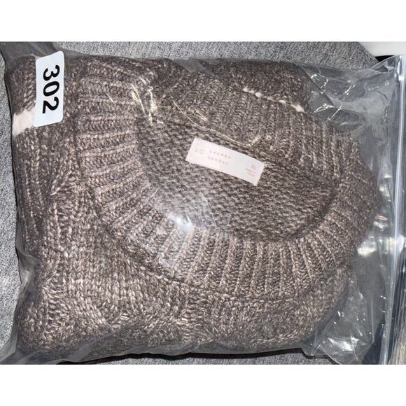 Lauren Conrad Cable Knit Striped Sweater XL Brown White Crew Neck Long Sleeve - Picture 9 of 9